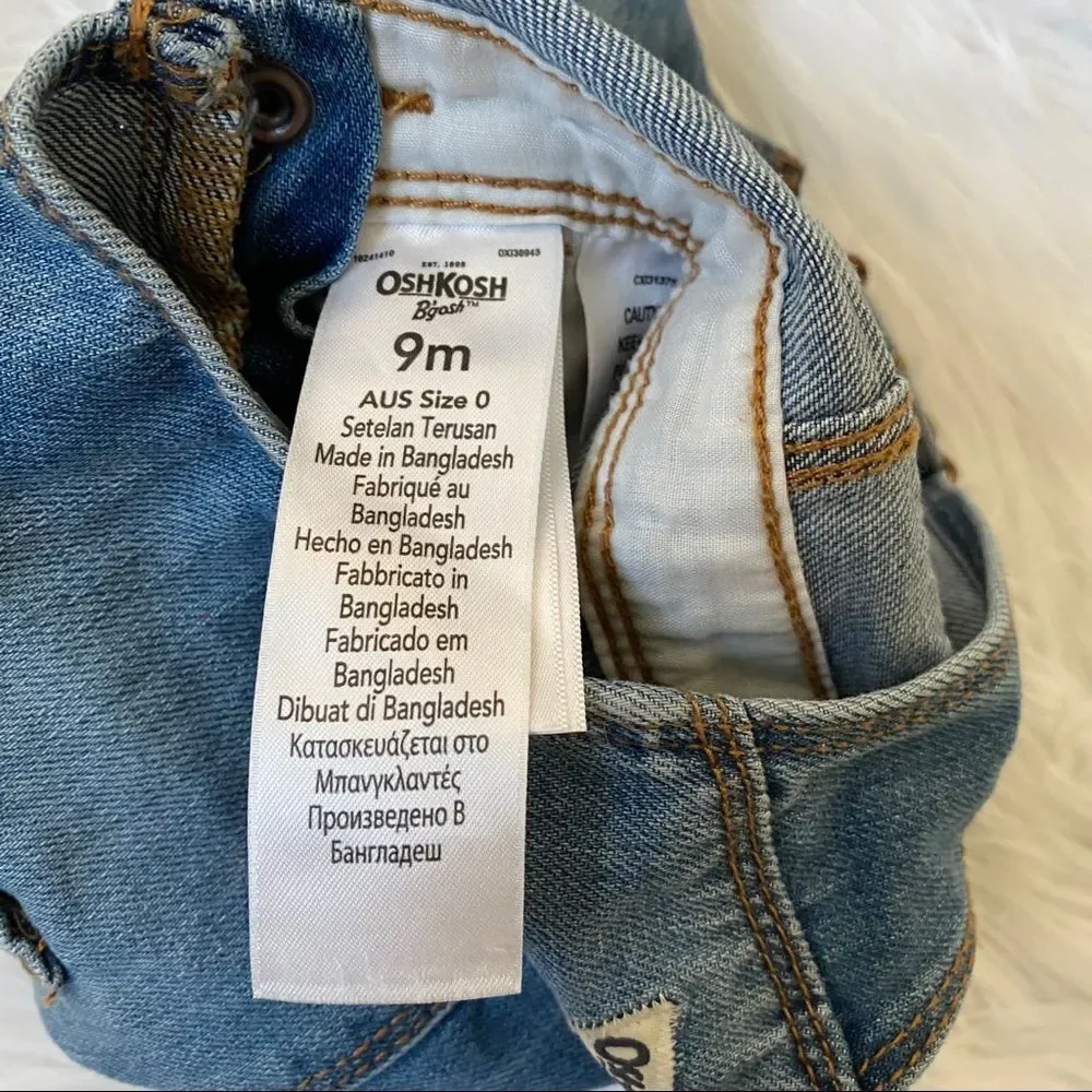 Oshkosh B’gosh overall embroidered denim pants 9M